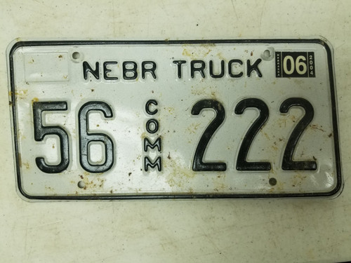 2006 Nebraska Commercial Truck License Plate 56 222 Triple Two