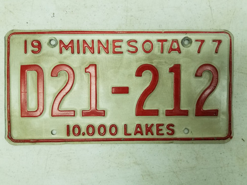 1977 Minnesota Dealer 10,000 Lakes Plate D21-212