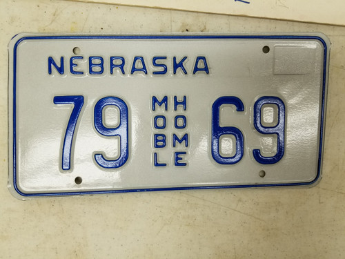 Nebraska Mobile Home License Plate 79 69
