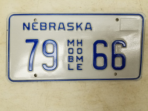 Nebraska Mobile Home License Plate 79 66