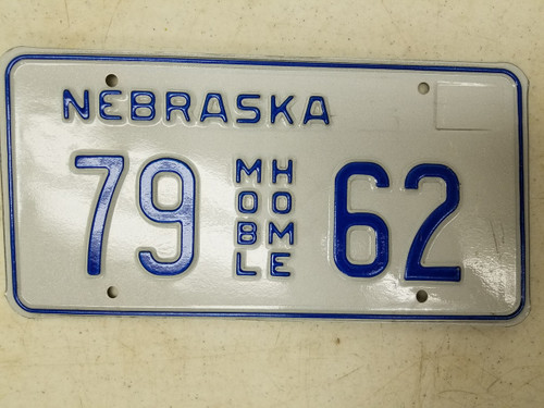 Nebraska Mobile Home License Plate 79 62