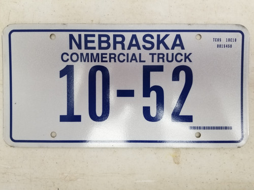 Nebraska Commercial Truck License Plate 10-52