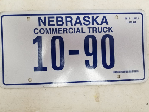 Nebraska Commercial Truck License Plate 10-90