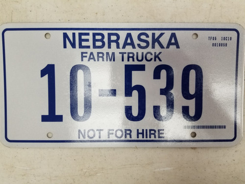 Nebraska Not For Hire Farm Truck License Plate 10-539