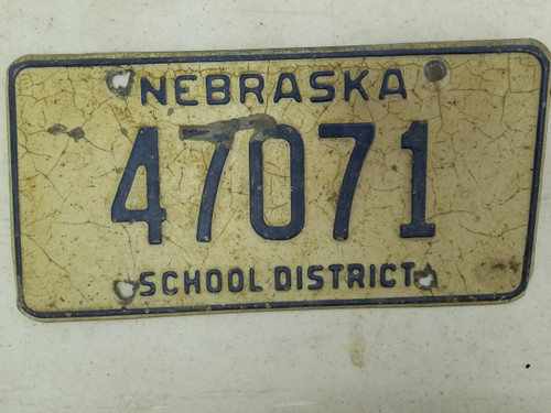 Nebraska School District License Plate 47071