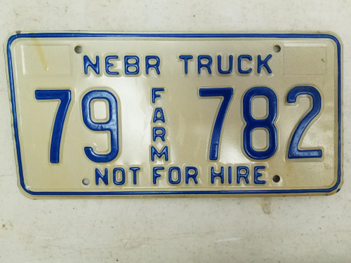 Nebraska Not For Hire Farm Truck License Plate 79 782