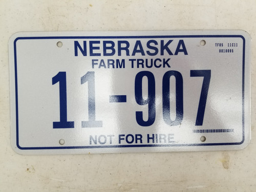 2006 Nebraska Not For Hire Farm Truck License Plate 11-907