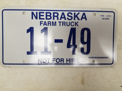 2006 Nebraska Not For Hire Farm Truck License Plate 11-49