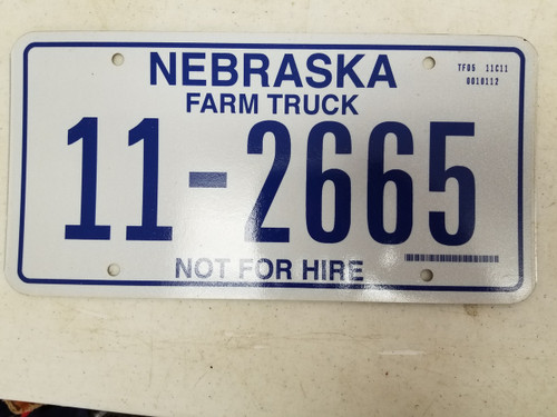 Nebraska Not For Hire Farm Truck License Plate 11-2665