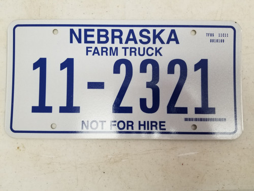 Nebraska Not For Hire Farm Truck License Plate 11-2321