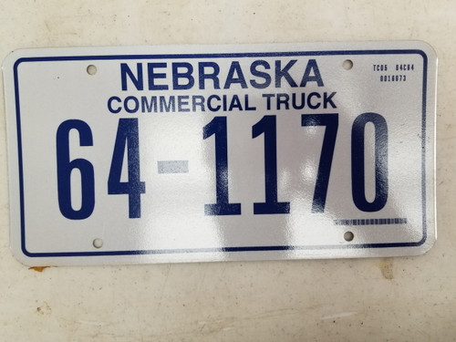 Nebraska Commercial Truck License Plate 64-1170