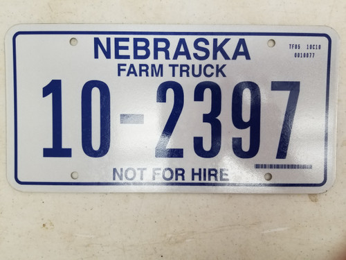 Nebraska Not For Hire Farm Truck License Plate 10-2397