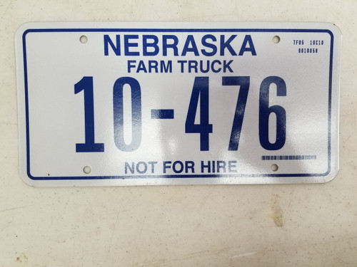 Nebraska Not For Hire Farm Truck License Plate 10-476
