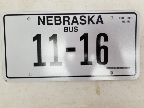 Nebraska Bus License Plate 11-16