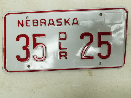 Nebraska Dealer License Plate 35 25