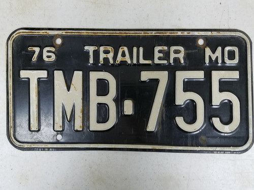 1976 Missouri Trailer License Plate TMB-755