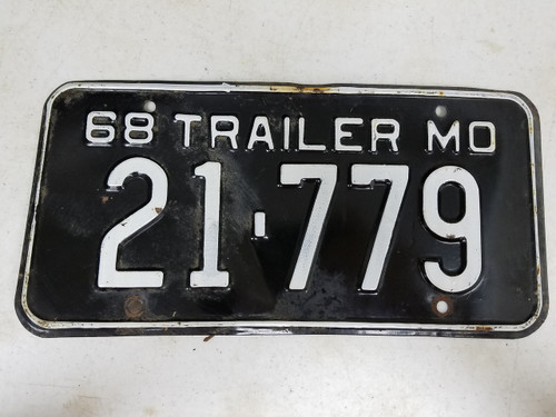 1968 Missouri Trailer License Plate 21-779