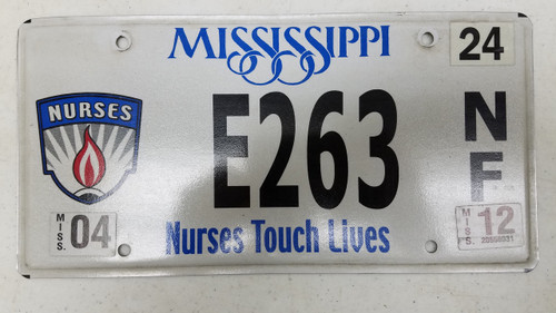 2012 Mississippi Nurses Touch Lives License Plate E263-NF Flame