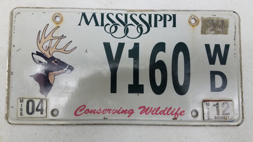 2012 Mississippi Conserving Wildlife License Plate Y160-WD Deer Buck