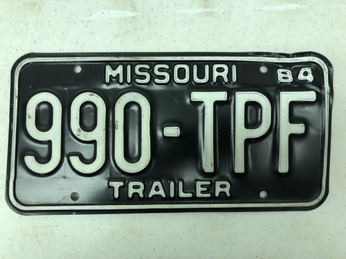 1984 MISSOURI Trailer License Plate 990-TPF