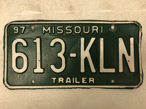 1997 MISSOURI Trailer License Plate 613-KLN