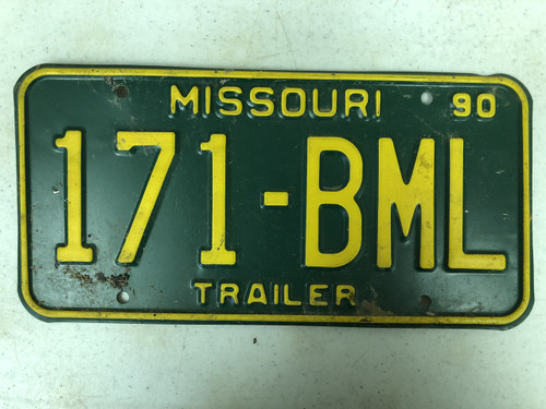 1990 MISSOURI Trailer License Plate 171-BML