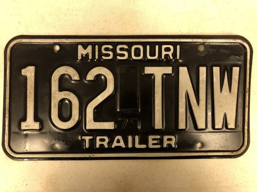 1979 MISSOURI Trailer License Plate 162-TNW