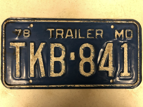 1978 MISSOURI Trailer License Plate TKB-841