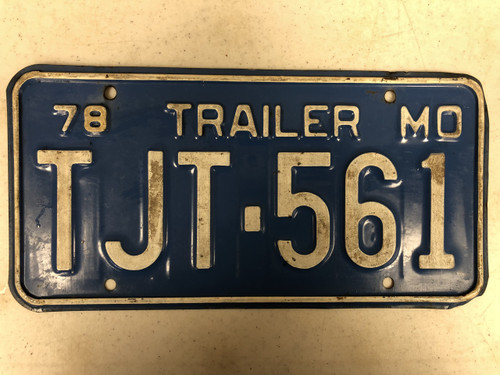 1978 MISSOURI Trailer License Plate TJT-561