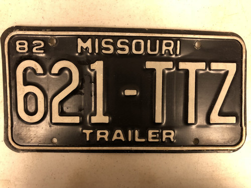 1982 MISSOURI Trailer License Plate 621-TTZ