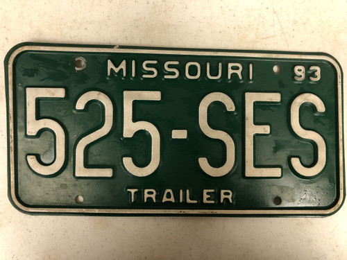 1993 MISSOURI Trailer License Plate 525-SES