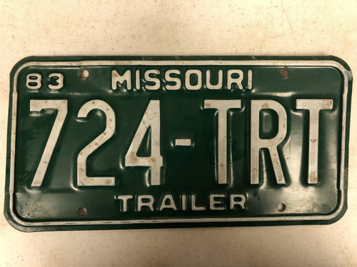 1983 MISSOURI Trailer License Plate 724-TRT