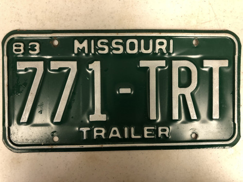 1983 MISSOURI Trailer License Plate 771-TRT