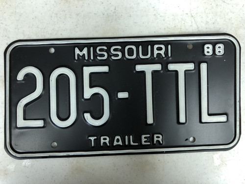 1988 MISSOURI Trailer License Plate 205-TTL
