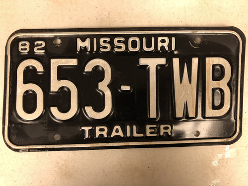 1982 MISSOURI Trailer License Plate 653-TWB
