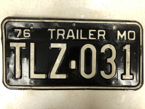1976 MISSOURI Trailer License Plate TLZ-031