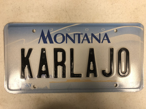 2000 MONTANA Big Sky License Plate KARLAJO Cow Skull Karl Carl