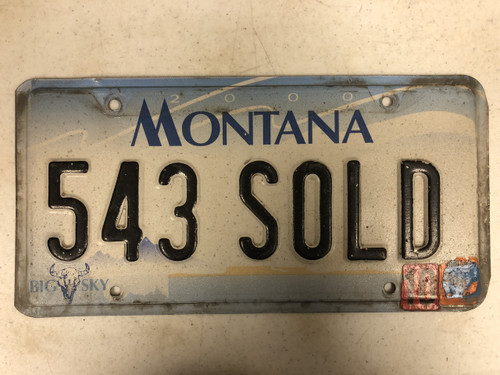 2000 MONTANA Big Sky License Plate 543-SOLD Sold Cow Skull