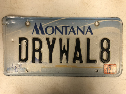 2000 (2012 Tag) MONTANA Big Sky License Plate DRYWAL8 Drywall Cow Skull