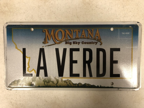 Expired MONTANA Big Sky Country License Plate LA VERDE Green Spanish Mountain Range