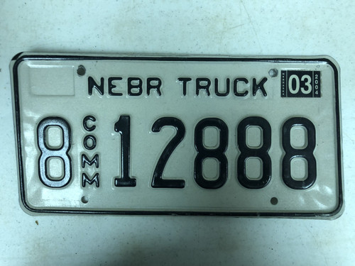 2003 Tag NEBRASKA Hall County Commercial Truck License Plate 8-12888