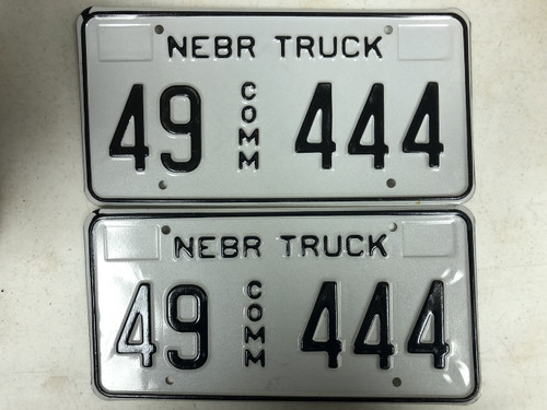 Expired NEBRASKA Howard County Commercial Truck License Plate 49-444 PAIR