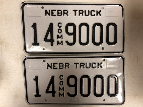 Expired NEBRASKA Adams County Commercial Truck License Plate 14-9000 PAIR
