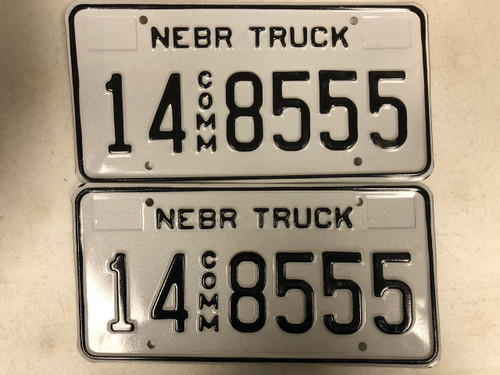 Expired NEBRASKA Adams County Commercial Truck License Plate 14-8555 PAIR