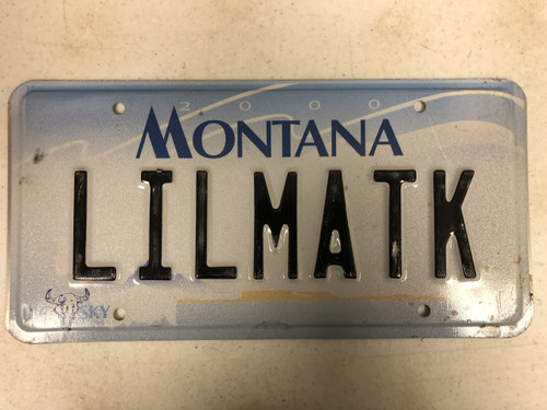 2000 MONTANA Big Sky License Plate LILMATK Little Matt Cow Skull