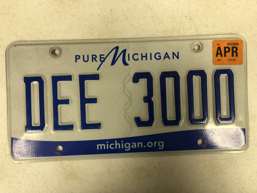 2015 Tag Pure MICHIGAN michigan . org State Website License Plate DEE-3000 Dee Cool #