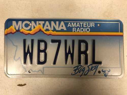 Expired MONTANA Big Sky Amateur Radio License Plate WB7WRL Cow Skull