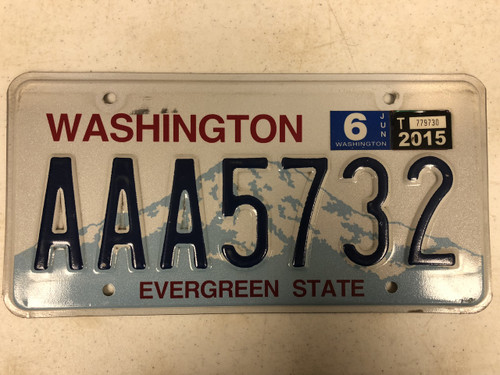 2015 Tag WASHINGTON Evergreen State License Plate AAA5732 Mountain Top Range