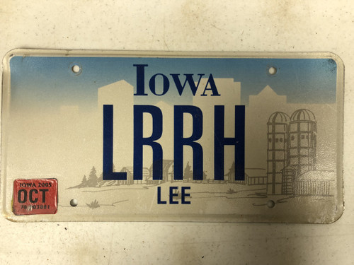 October 2005 Tags IOWA Lee County License Plate LRRH Farm Silo City Silhouette