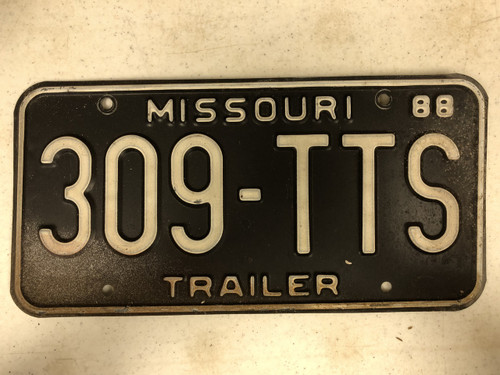 1988 MISSOURI Trailer License Plate 309-TTS